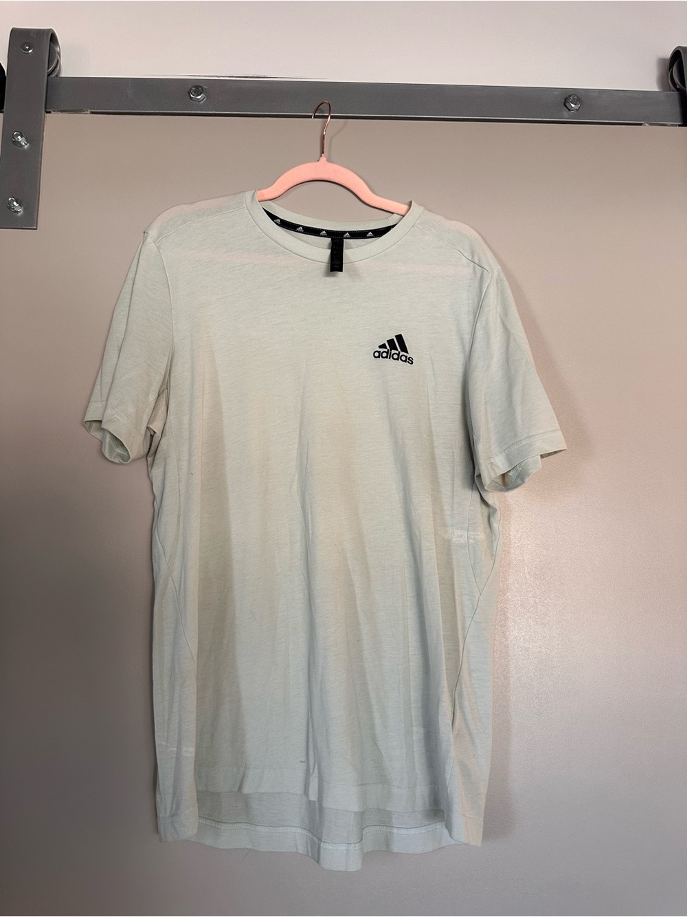 adidas Light Green Short Sleeve Crew Neck Tee with Black Logo